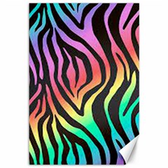 Rainbow Zebra Stripes Canvas 12  X 18  by nate14shop