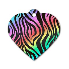 Rainbow Zebra Stripes Dog Tag Heart (one Side) by nate14shop