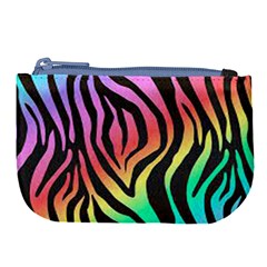 Rainbow Zebra Stripes Large Coin Purse by nate14shop