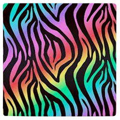 Rainbow Zebra Stripes Uv Print Square Tile Coaster  by nate14shop