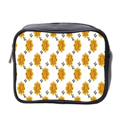 Flowers-gold-white Mini Toiletries Bag (two Sides) by nate14shop