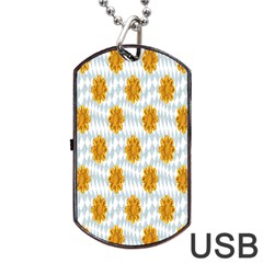 Flowers-gold-blue Dog Tag Usb Flash (two Sides) by nate14shop