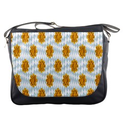 Flowers-gold-blue Messenger Bag by nate14shop