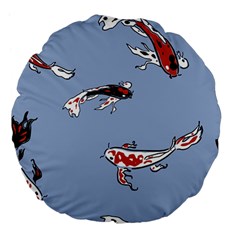 Fish Carp Koi Koi Large 18  Premium Flano Round Cushions by artworkshop