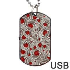 Cream With Cherries Motif Random Pattern Dog Tag Usb Flash (one Side) by dflcprintsclothing