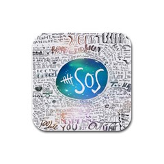 5 Seconds Of Summer Collage Quotes Rubber Square Coaster (4 Pack) by nate14shop