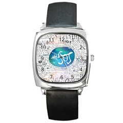 5 Seconds Of Summer Collage Quotes Square Metal Watch by nate14shop