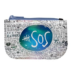 5 Seconds Of Summer Collage Quotes Large Coin Purse by nate14shop