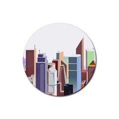 City-urban-buildings-skyscraper Rubber Round Coaster (4 Pack)