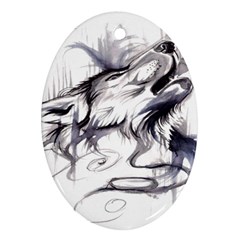 Tattoo-ink-flash-drawing-wolf Ornament (oval)