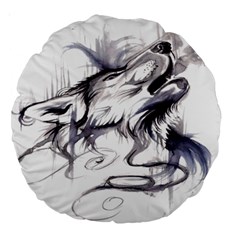 Tattoo-ink-flash-drawing-wolf Large 18  Premium Round Cushions