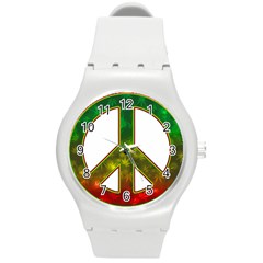 Peace-rastafarian Round Plastic Sport Watch (m) by Jancukart