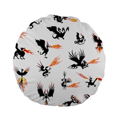 Dragon-phoenix-fire-bird-ancient Standard 15  Premium Round Cushions by Jancukart