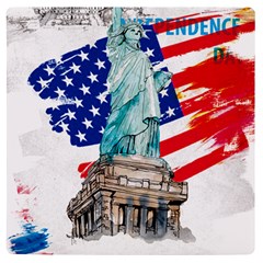 Statue Of Liberty Independence Day Poster Art Uv Print Square Tile Coaster  by Jancukart