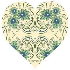 Folk Flowers Print Floral Pattern Ethnic Art Wooden Puzzle Heart by Eskimos