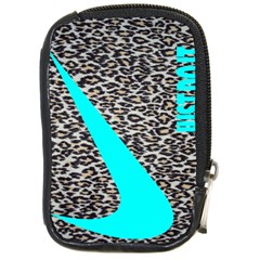 Just Do It Leopard Silver Compact Camera Leather Case by nate14shop