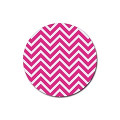 Chevrons - Pink Rubber Coaster (round) by nate14shop