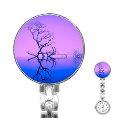 Nature-inspiration-trees-blue Stainless Steel Nurses Watch by Jancukart