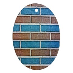 Brick-wall Oval Ornament (two Sides) by nate14shop