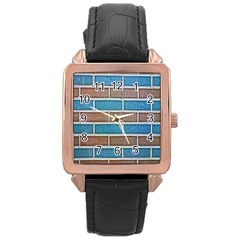 Brick-wall Rose Gold Leather Watch  by nate14shop