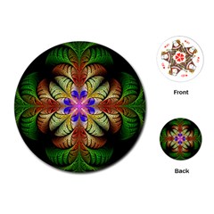 Fractal-abstract-flower-floral- -- Playing Cards Single Design (round)