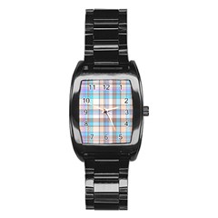 Plaid Stainless Steel Barrel Watch by nate14shop