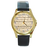 Print-musical Round Gold Metal Watch Front