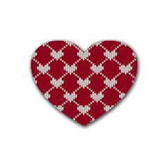 Christmas-seamless-knitted-pattern-background Rubber Heart Coaster (4 Pack) by nate14shop