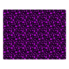 Small Bright Dayglo Purple Halloween Motifs Skulls, Spells & Cats On Spooky Black Double Sided Flano Blanket (large)  by PodArtist