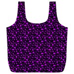 Small Bright Dayglo Purple Halloween Motifs Skulls, Spells & Cats On Spooky Black Full Print Recycle Bag (XXL) Back