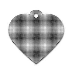 Soot Black And White Handpainted Houndstooth Check Watercolor Pattern Dog Tag Heart (two Sides)