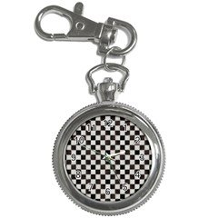 Large Black And White Watercolored Checkerboard Chess Key Chain Watches