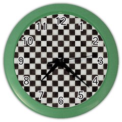 Large Black And White Watercolored Checkerboard Chess Color Wall Clock