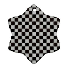 Large Black And White Watercolored Checkerboard Chess Ornament (snowflake)