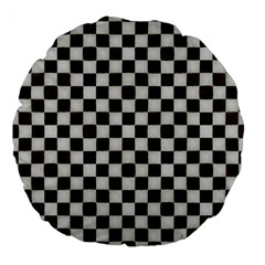 Large Black And White Watercolored Checkerboard Chess Large 18  Premium Flano Round Cushions by PodArtist