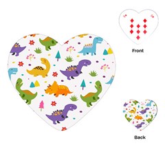 Dinosaurs-seamless-pattern-kids 003 Playing Cards Single Design (heart) by nate14shop