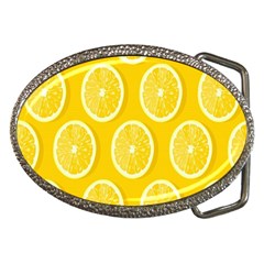 Lemon-fruits-slice-seamless-pattern Belt Buckles by nate14shop