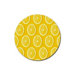 Lemon-fruits-slice-seamless-pattern Rubber Coaster (round) by nate14shop