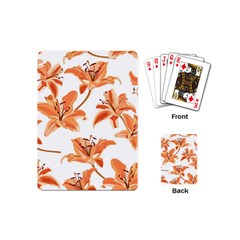 Lily-flower-seamless-pattern-white-background Playing Cards Single Design (mini) by nate14shop