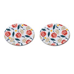 Seamless-floral-pattern Cufflinks (oval) by nate14shop