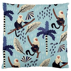 Tropical-leaves-seamless-pattern-with-monkey Large Cushion Case (two Sides) by nate14shop