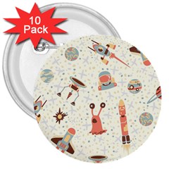 Seamless-background-with-spaceships-stars 3  Buttons (10 Pack)  by nate14shop