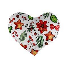 Pngtree-watercolor-christmas-pattern-background Standard 16  Premium Heart Shape Cushions by nate14shop