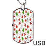 Hd-wallpaper-christmas-pattern-pattern-christmas-trees-santa-vector Dog Tag USB Flash (Two Sides) Back