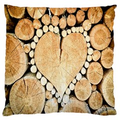Wooden Heart Large Flano Cushion Case (two Sides)