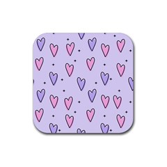 Heart-purple-pink-love Rubber Coaster (square) by nate14shop