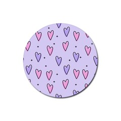 Heart-purple-pink-love Rubber Coaster (round) by nate14shop