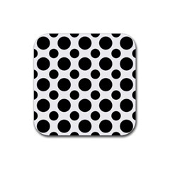 Seamless-polkadot-white-black Rubber Coaster (square) by nate14shop