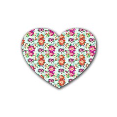 Floral Rubber Heart Coaster (4 Pack)