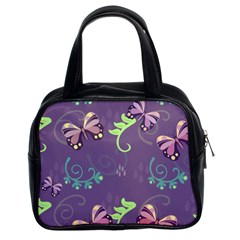 Background-butterfly Purple Classic Handbag (two Sides) by nate14shop